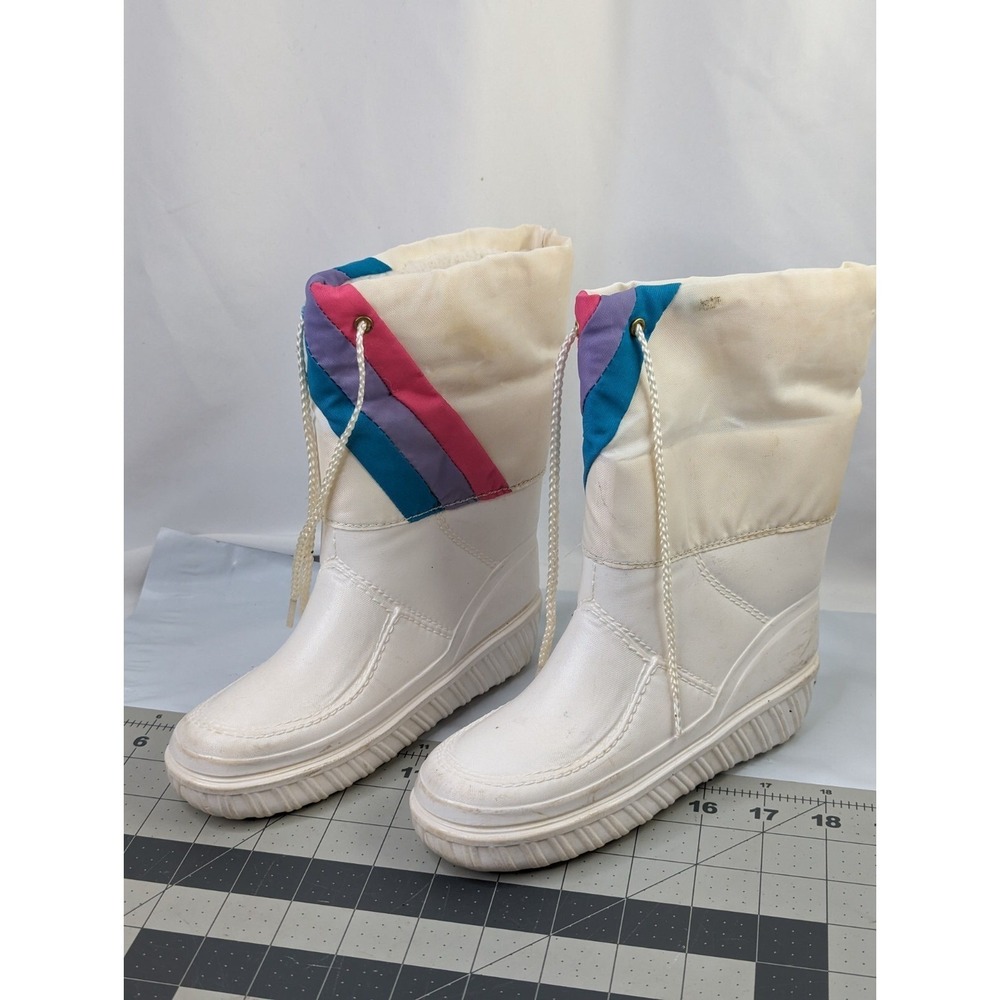Waterproof White Rain Snow Boots Kids Sz 12 Made in USA